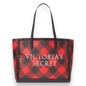 Victoria’s Secret Plaid Carryall Tote Red Black